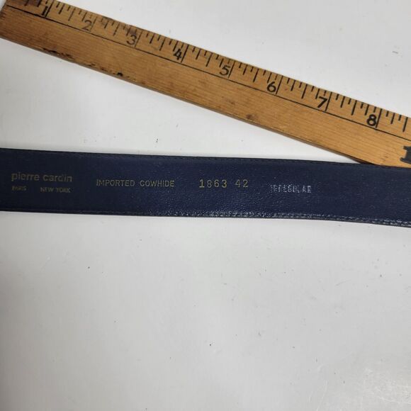 Pierre Leather Belt Cardin Blue 32/80 - Imported Cowhide Cowboy Dress Preppy - Picture 14 of 16